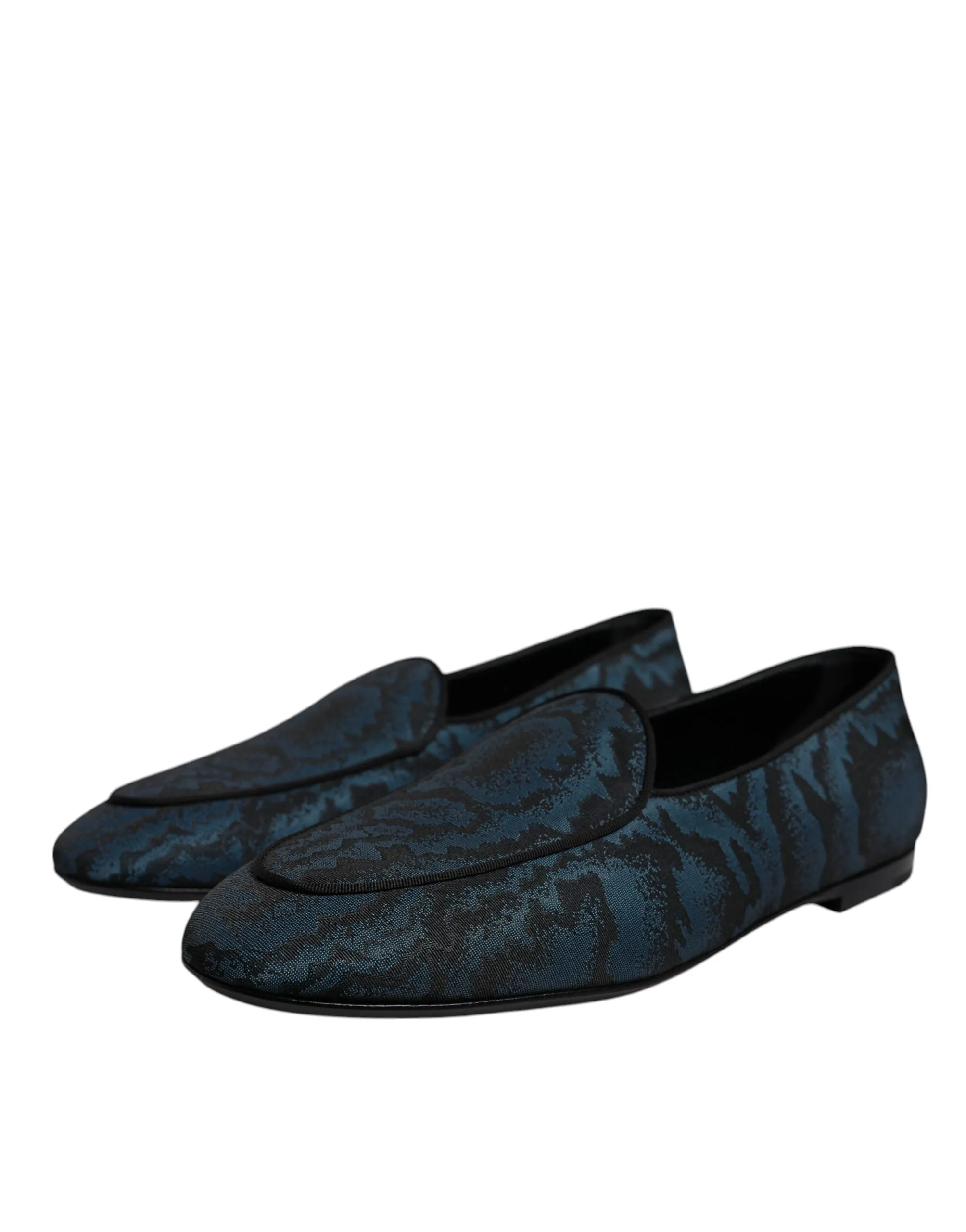 Dolce&Gabbana Men Dark Blue Loafers Polyester Printed Dress Flat Shoes EUR 41.5