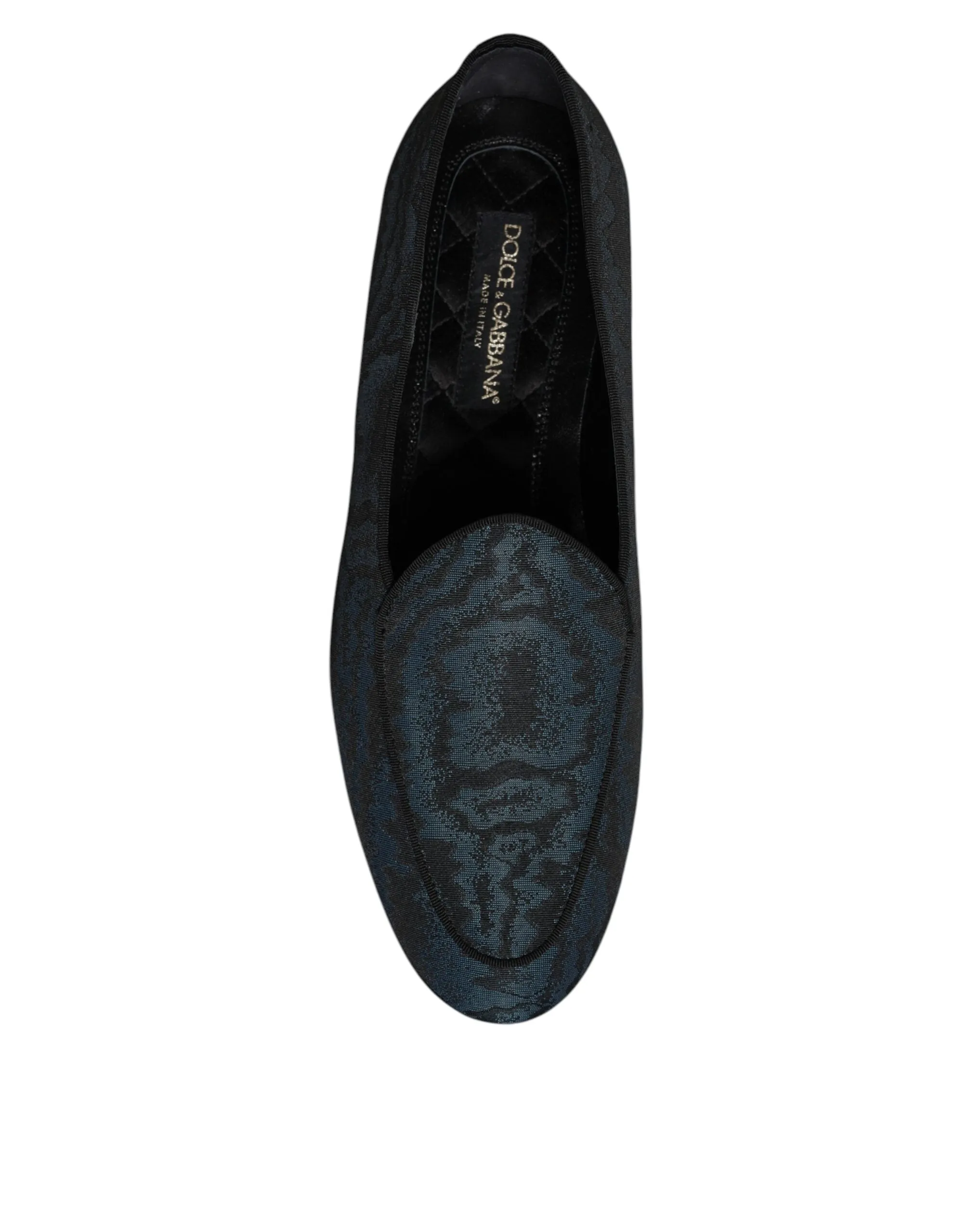 Dolce&Gabbana Men Dark Blue Loafers Polyester Printed Dress Flat Shoes EUR 41.5