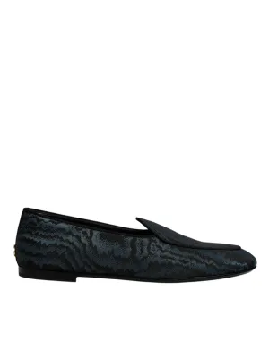 Dolce&Gabbana Men Dark Blue Loafers Polyester Printed Dress Flat Shoes EUR 41.5