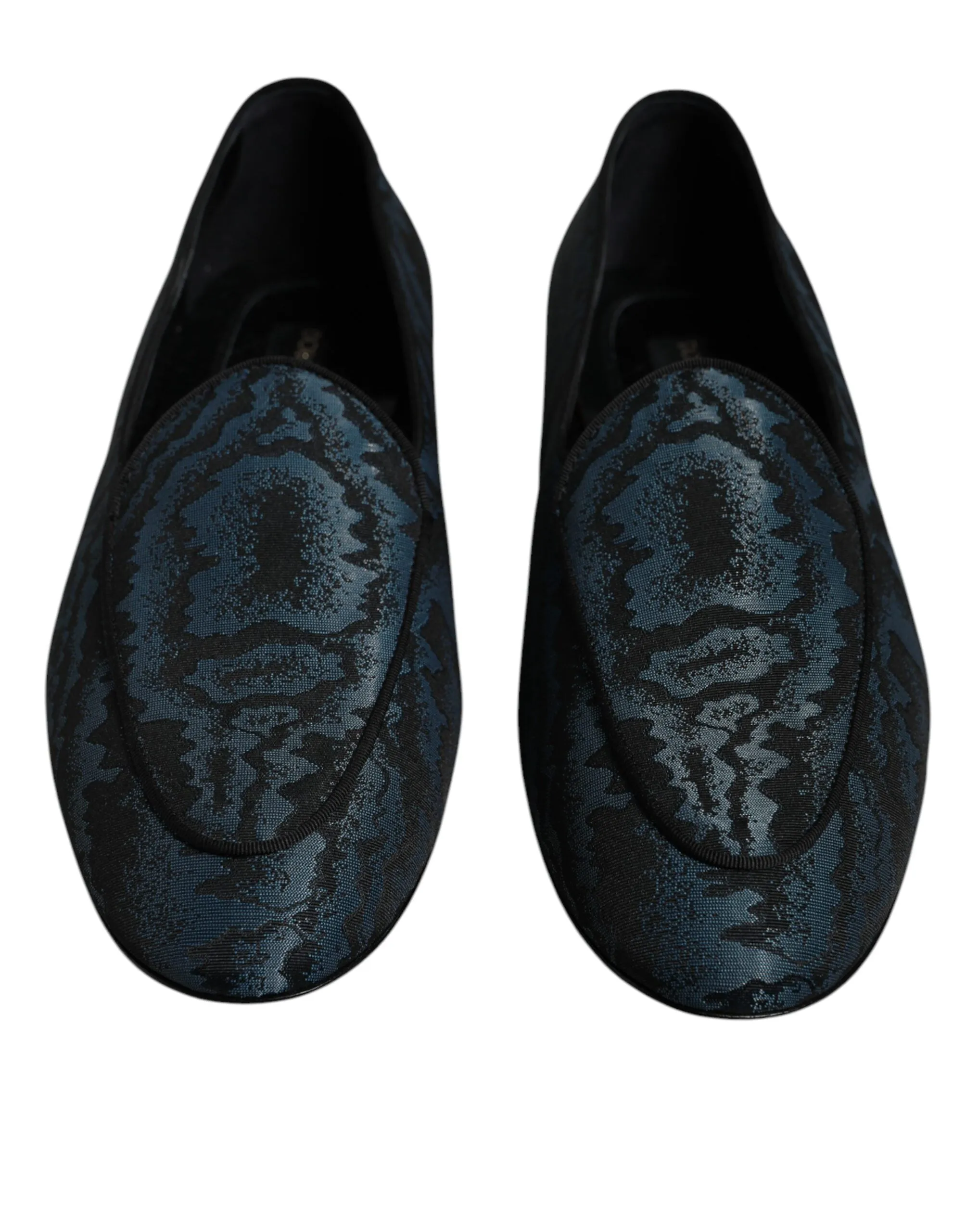 Dolce&Gabbana Men Dark Blue Loafers Polyester Printed Dress Flat Shoes EUR 41.5