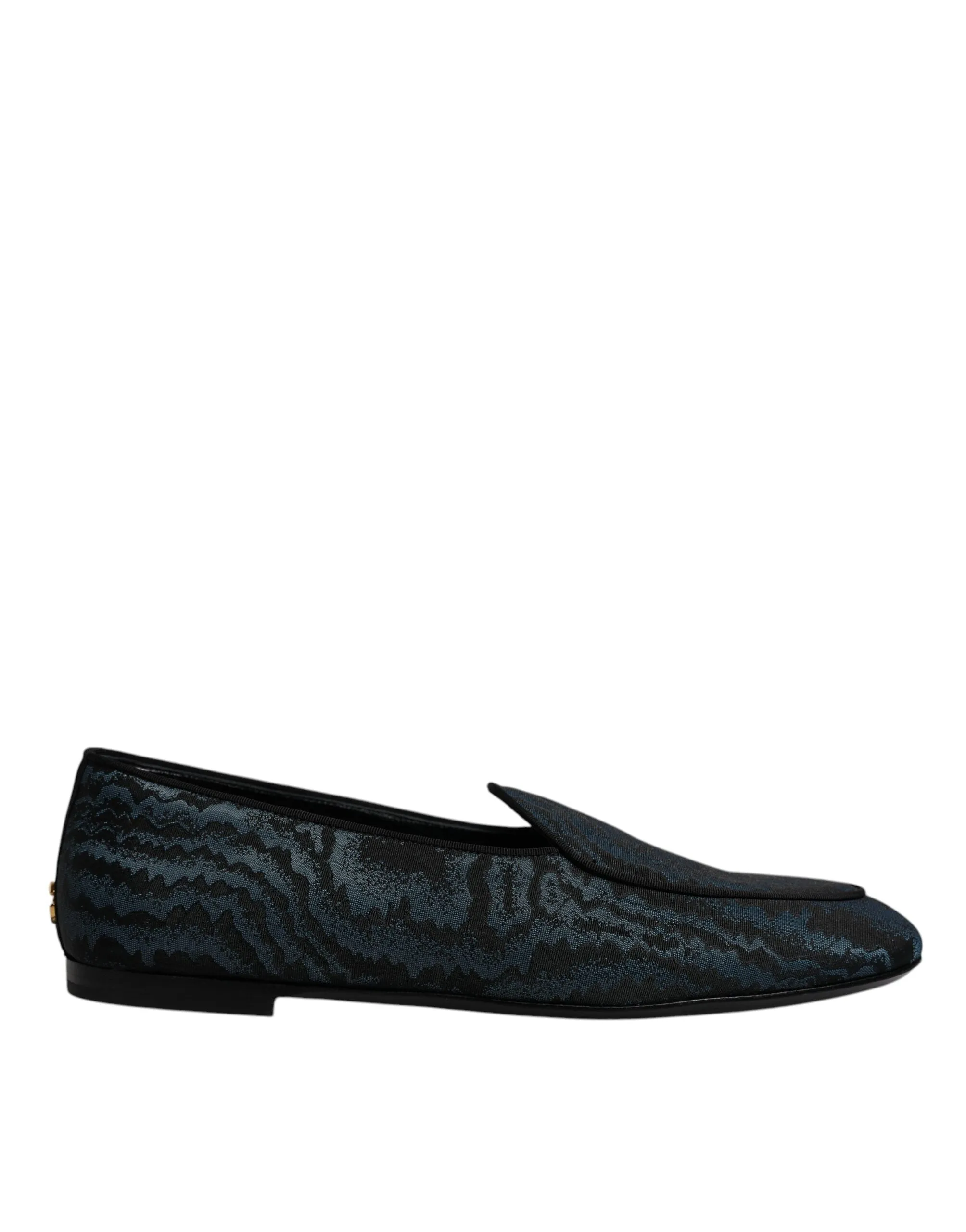 Dolce&Gabbana Men Dark Blue Loafers Polyester Printed Dress Flat Shoes EUR 41.5
