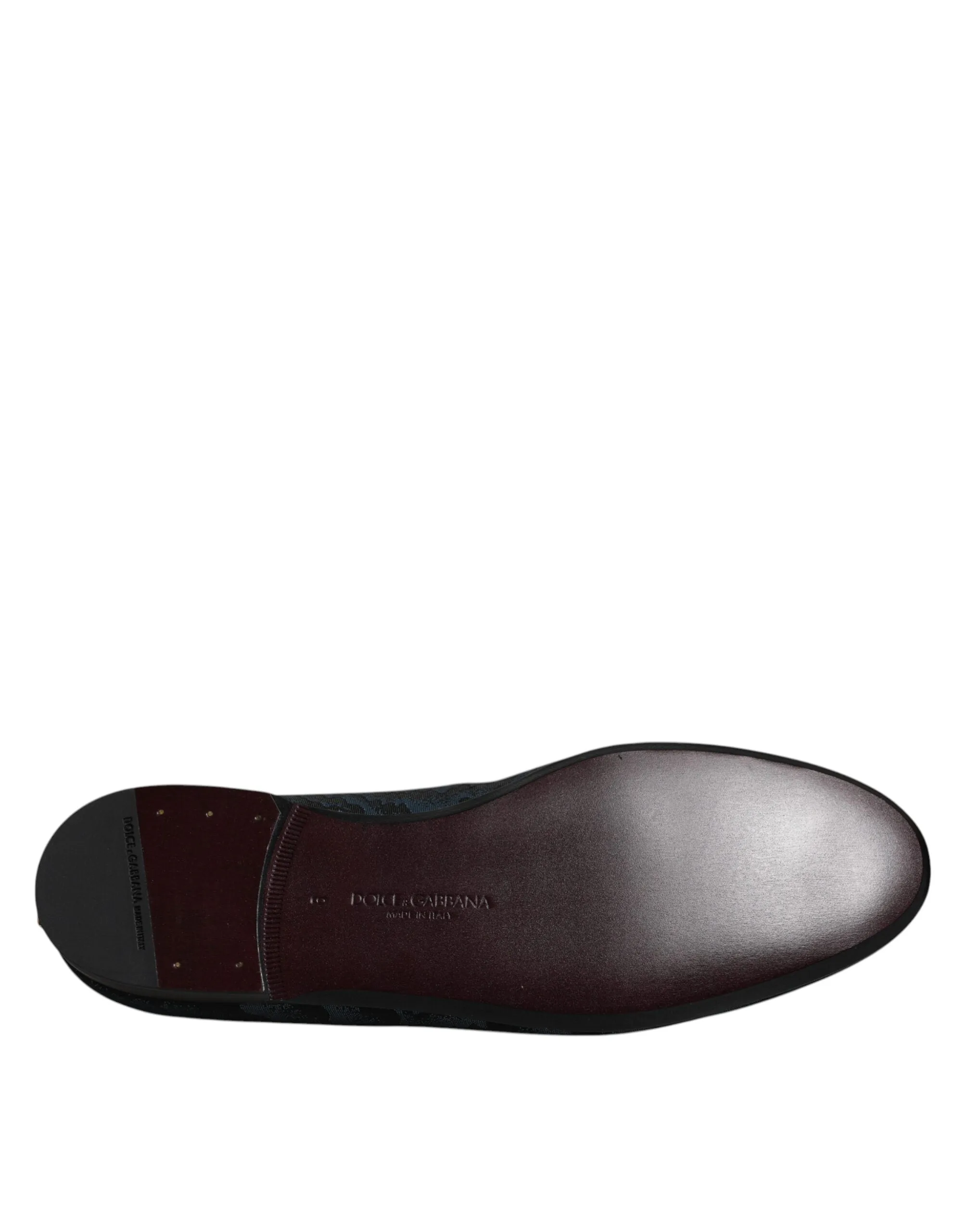 Dolce&Gabbana Men Dark Blue Loafers Polyester Printed Dress Flat Shoes EUR 41.5
