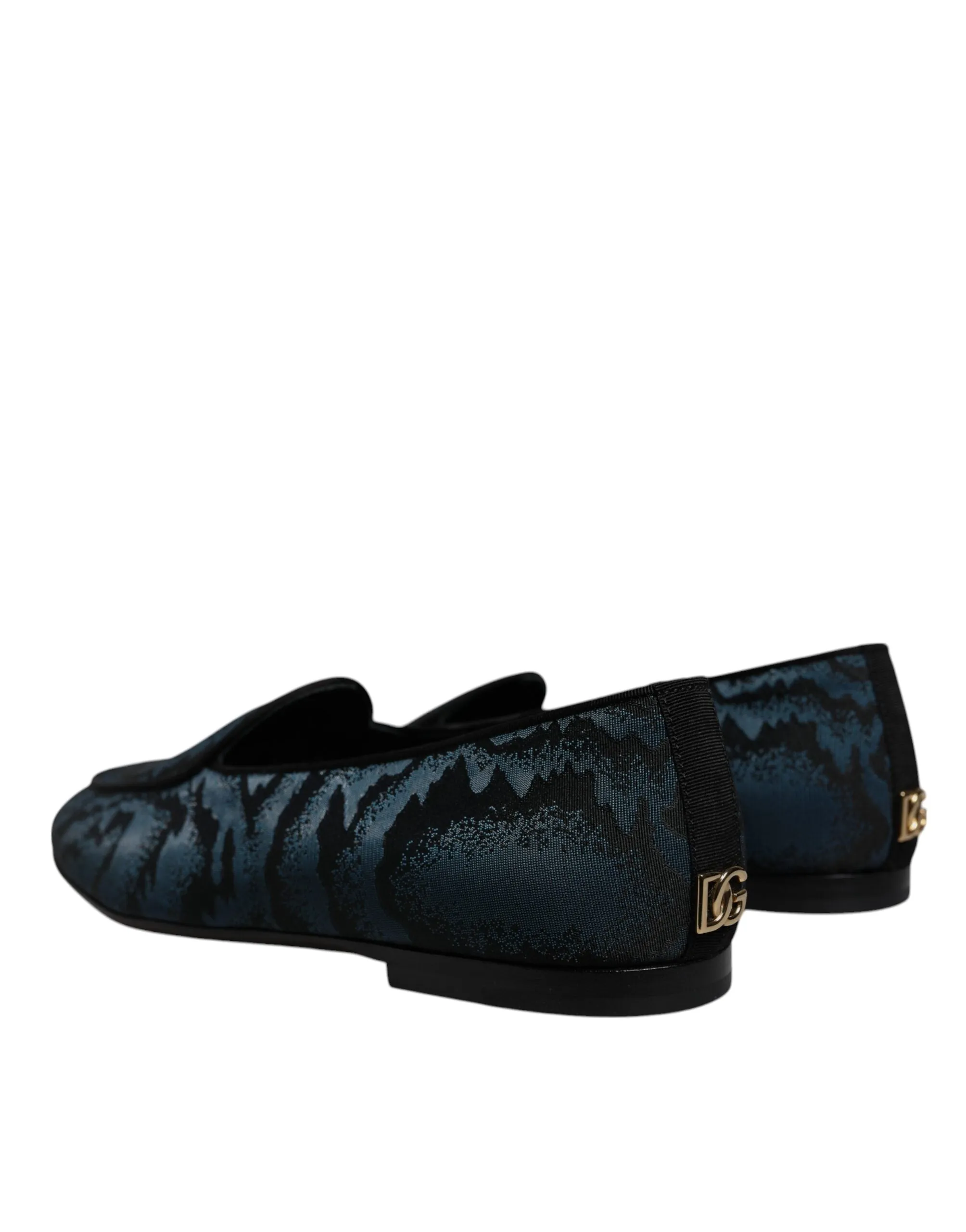 Dolce&Gabbana Men Dark Blue Loafers Polyester Printed Dress Flat Shoes EUR 41.5