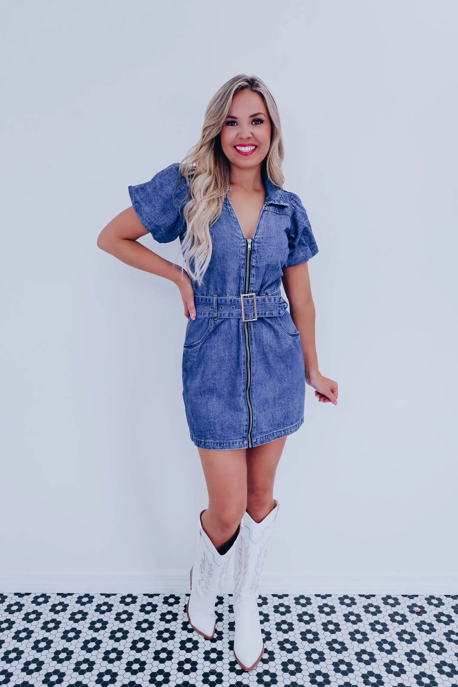 Dolly Puff Sleeve Denim Dress