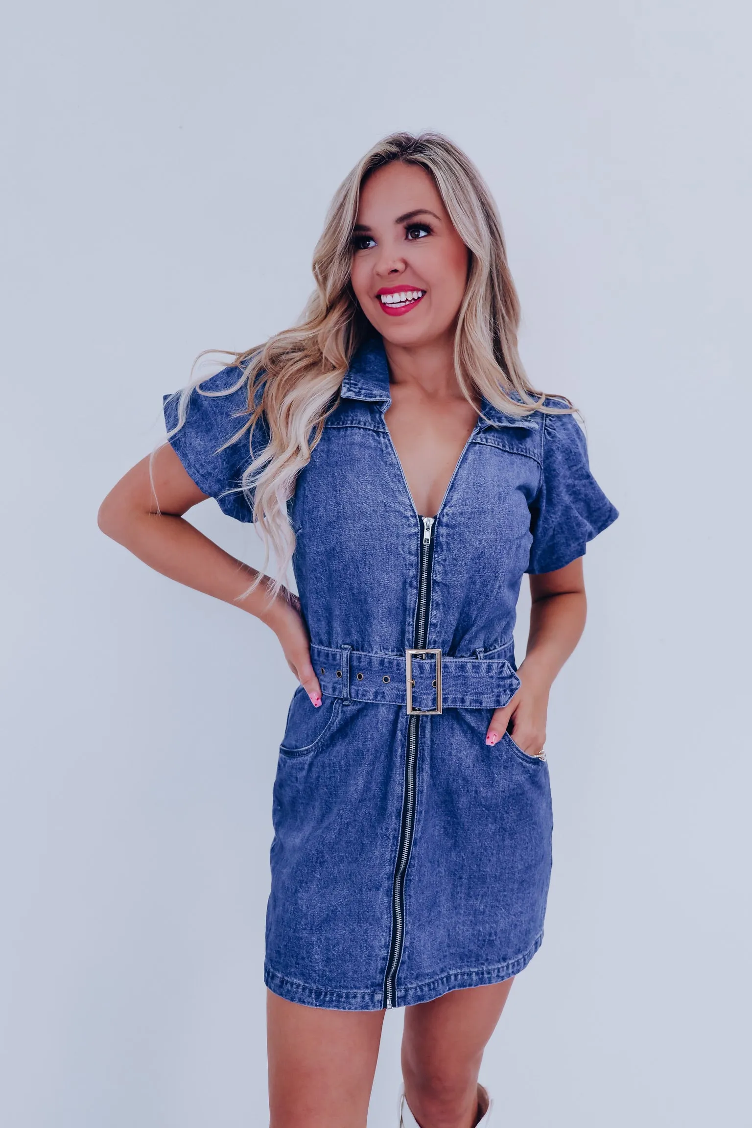 Dolly Puff Sleeve Denim Dress