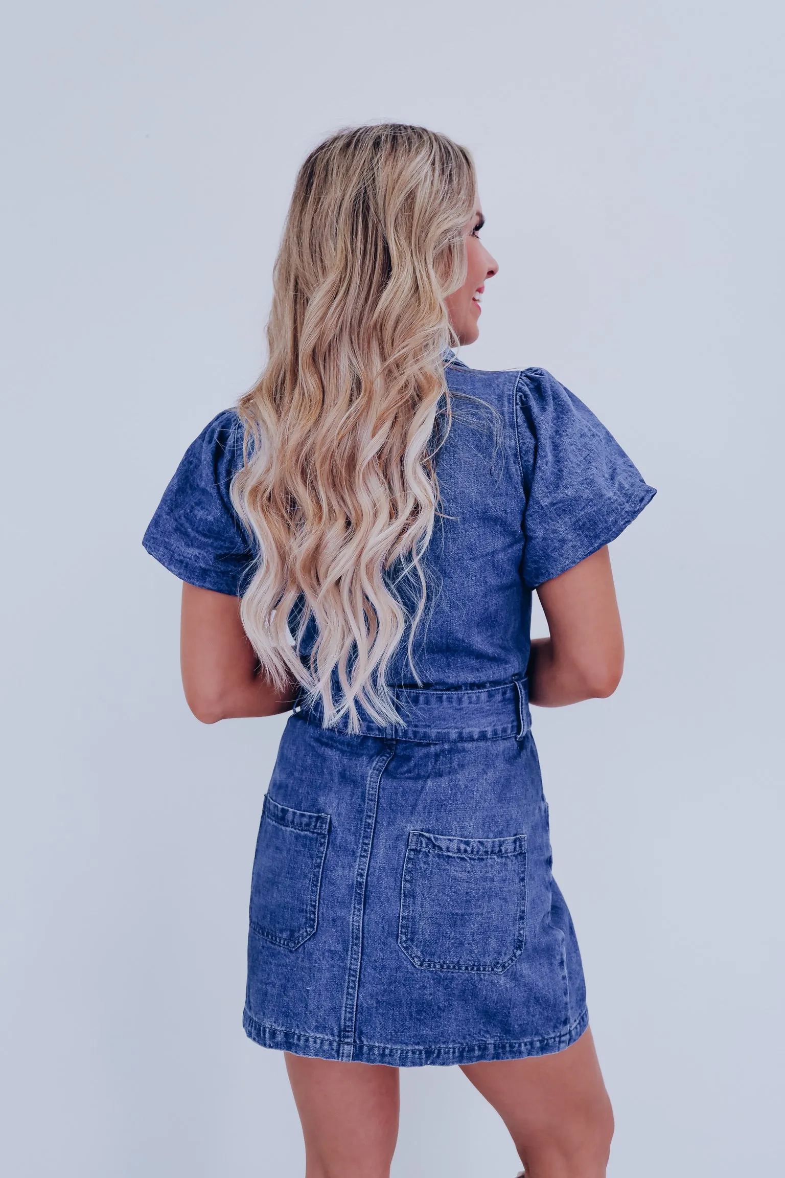 Dolly Puff Sleeve Denim Dress