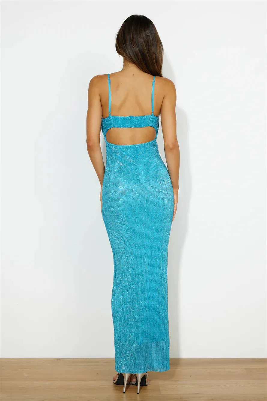 Dreamy Shine Sequin Maxi Dress Blue