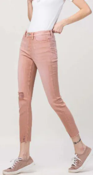 Dusty Rose High Rise Skinny Jeans