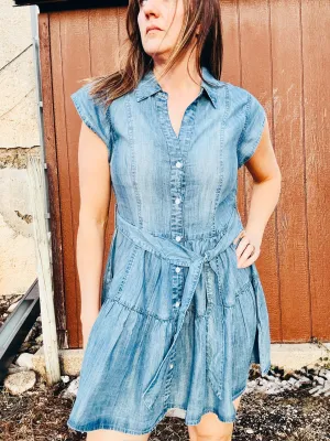 ELAN Collared Denim Dress