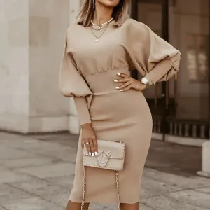 Elegantes Ballonärmel-Midikleid