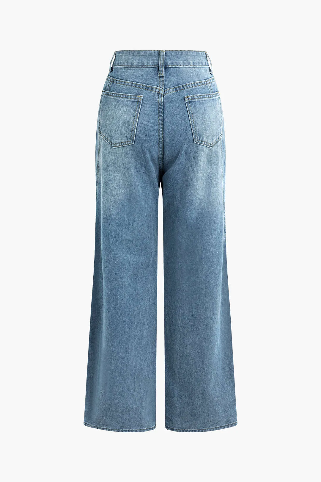 Elena  - Stylish Faded Design Woman's Straight Leg Jeans