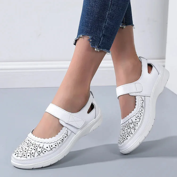 Elisa® | White Leather Orthopedic Comfort Loafers For Women