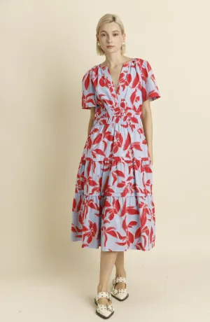Elise Dress -- Blue/Red