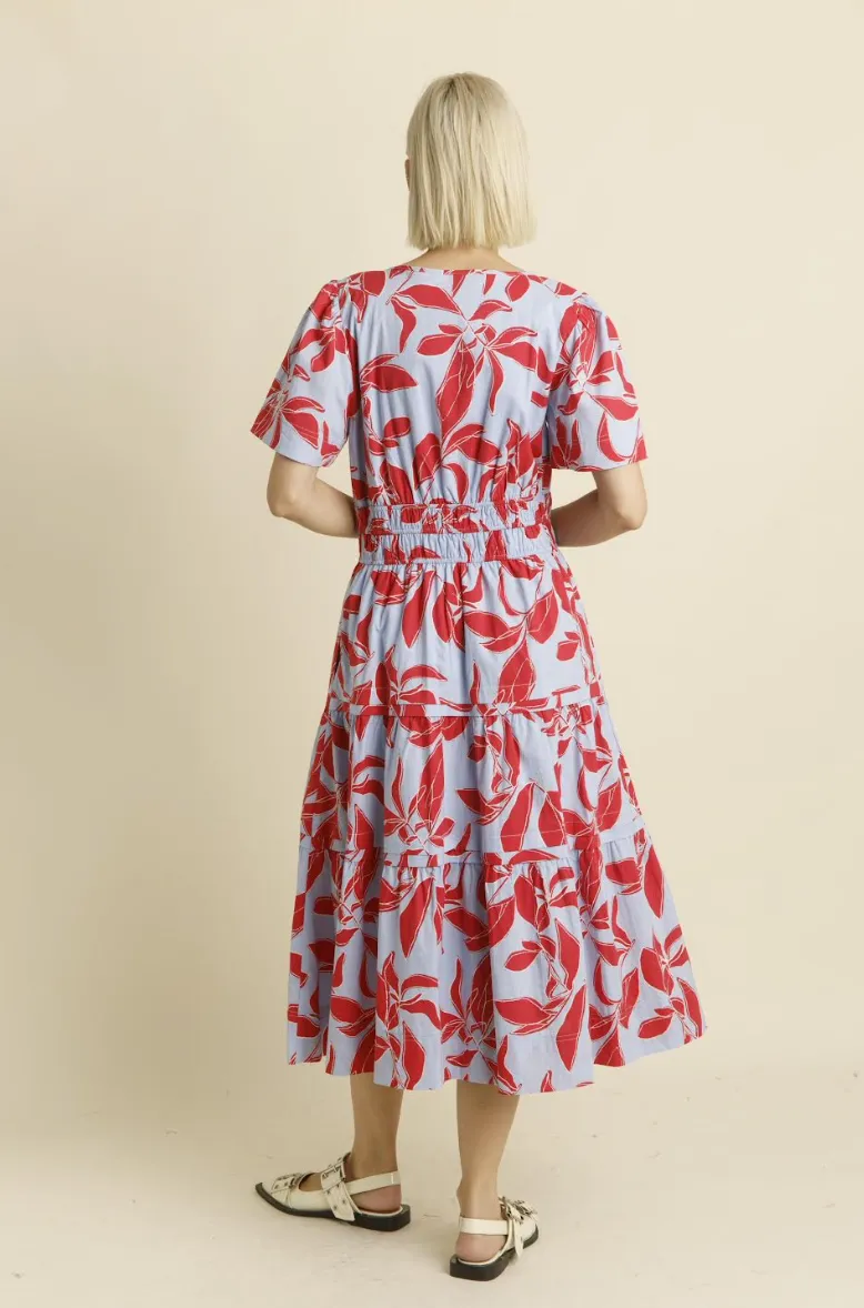Elise Dress -- Blue/Red