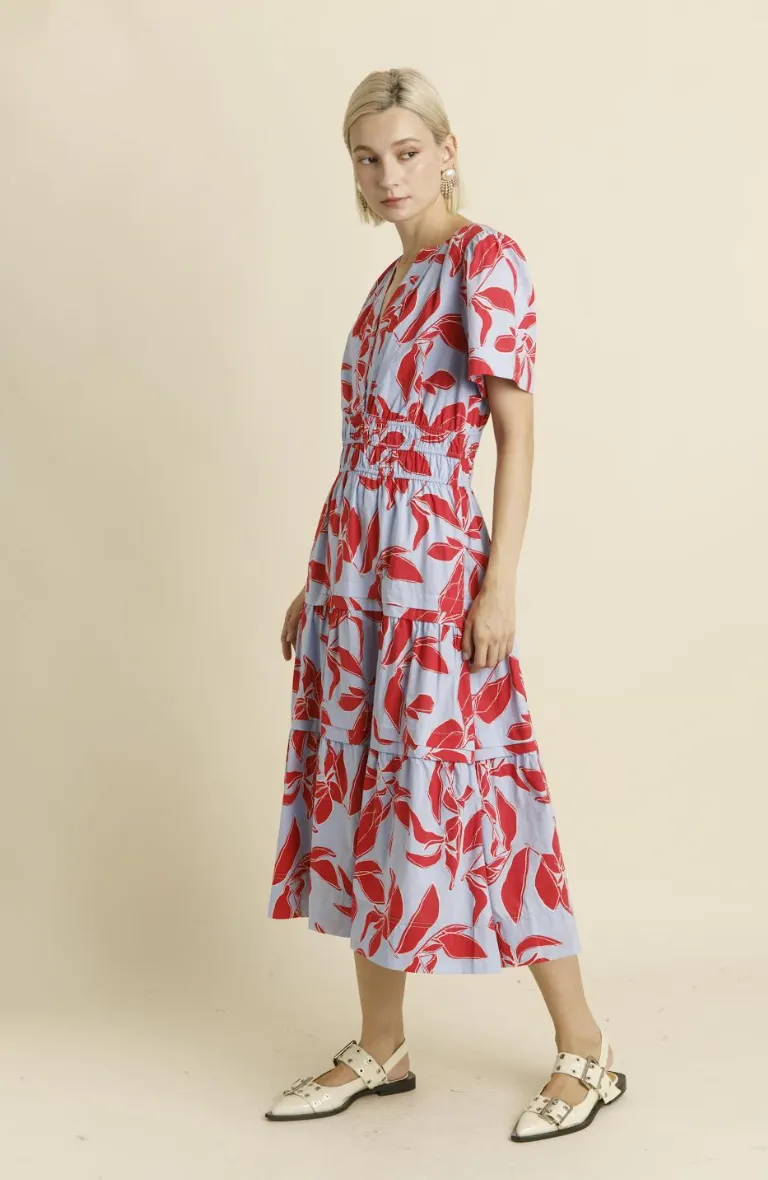 Elise Dress -- Blue/Red