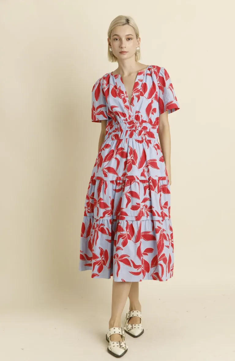 Elise Dress -- Blue/Red