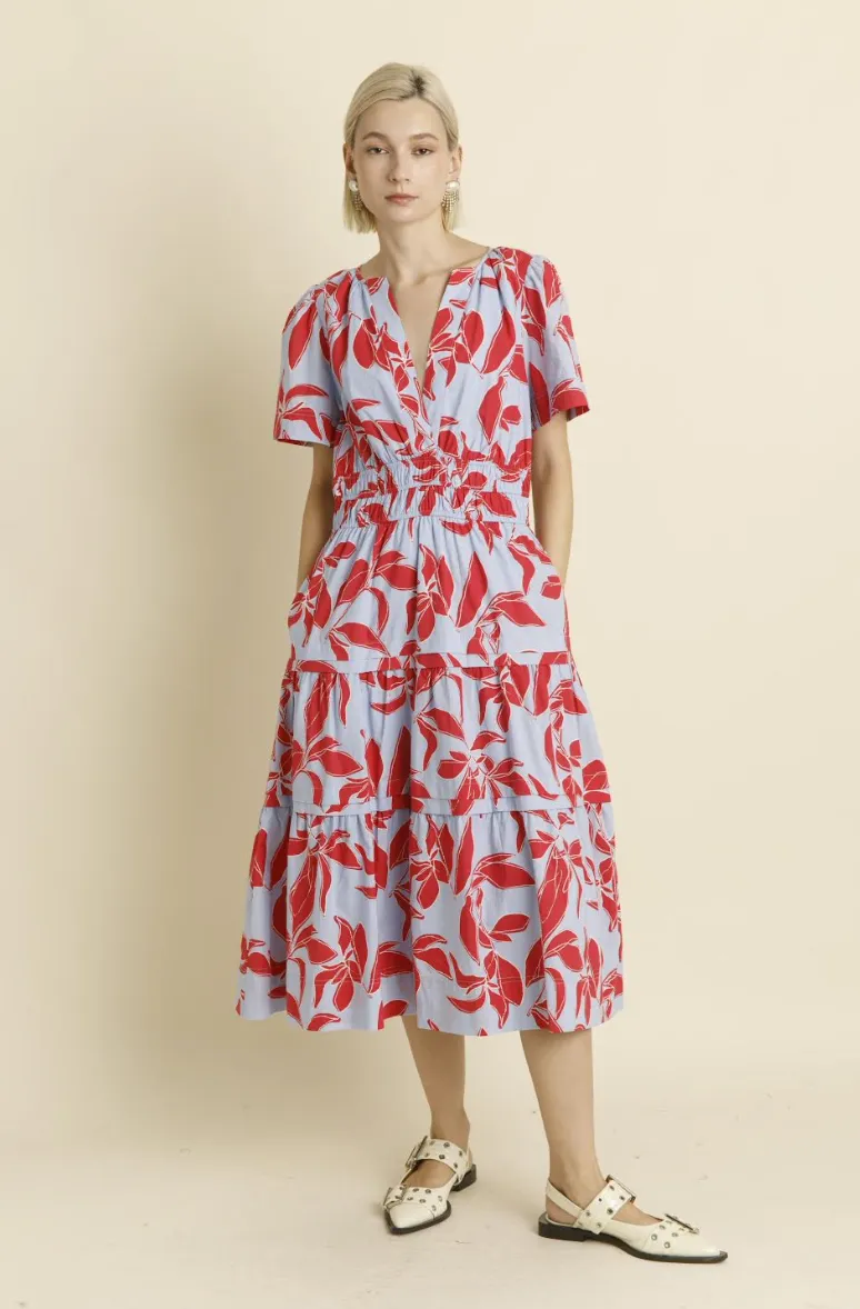 Elise Dress -- Blue/Red