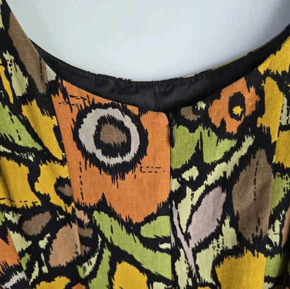 Elizabeth Howard Sleeveless Size 8 Multicolor Floral Dress 70s Retro Style