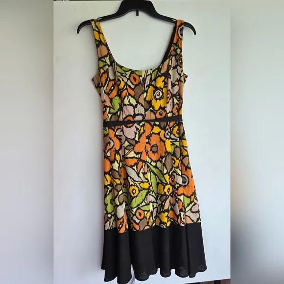 Elizabeth Howard Sleeveless Size 8 Multicolor Floral Dress 70s Retro Style