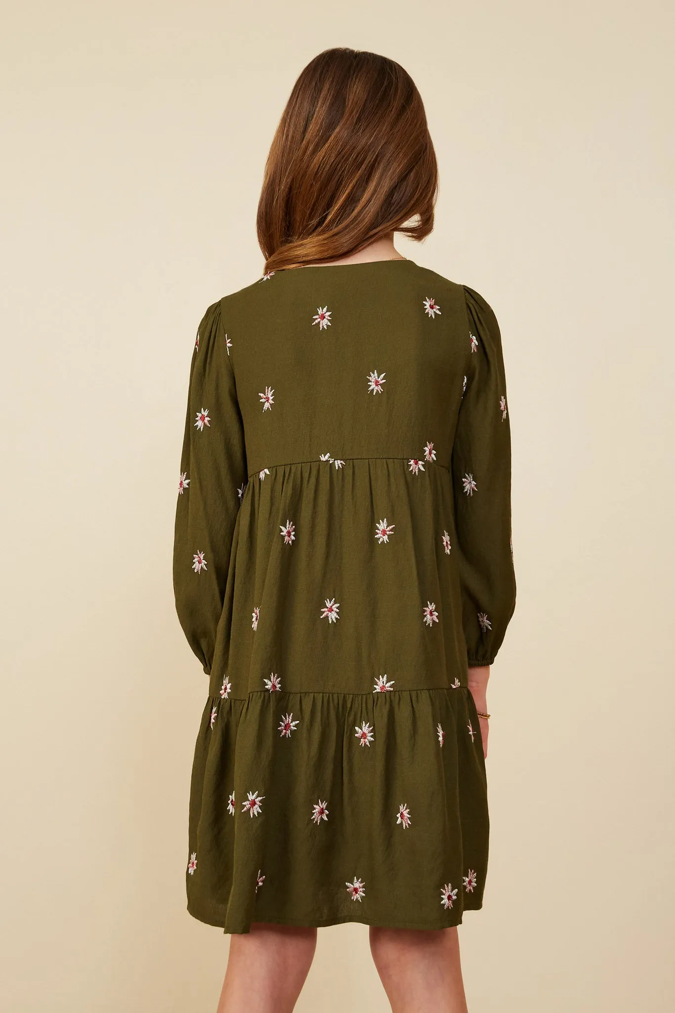 Embroidered Ditsy Floral Buttoned Dress