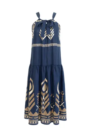Embroidered Feather Midi Dress