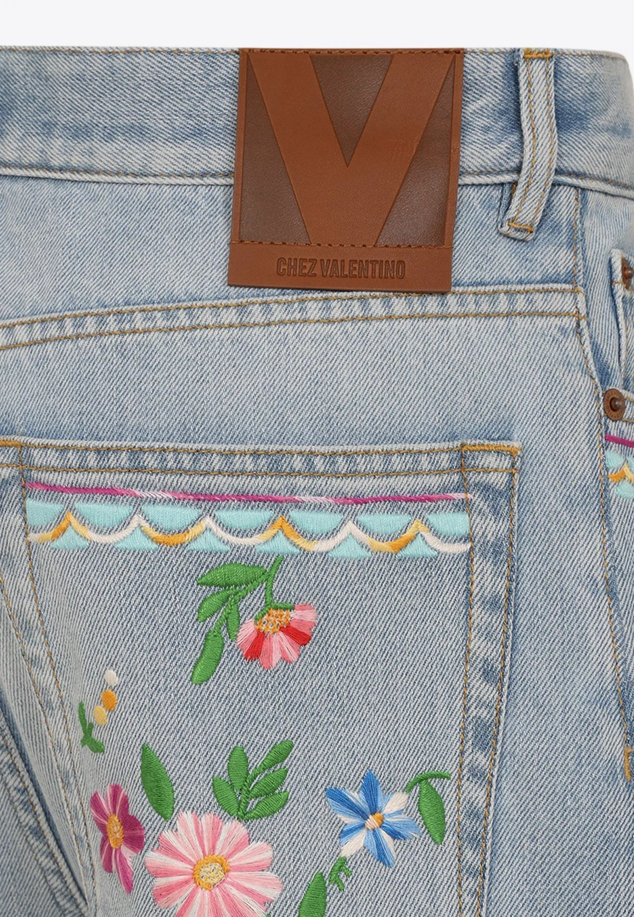 Embroidered Straight-Leg Jeans