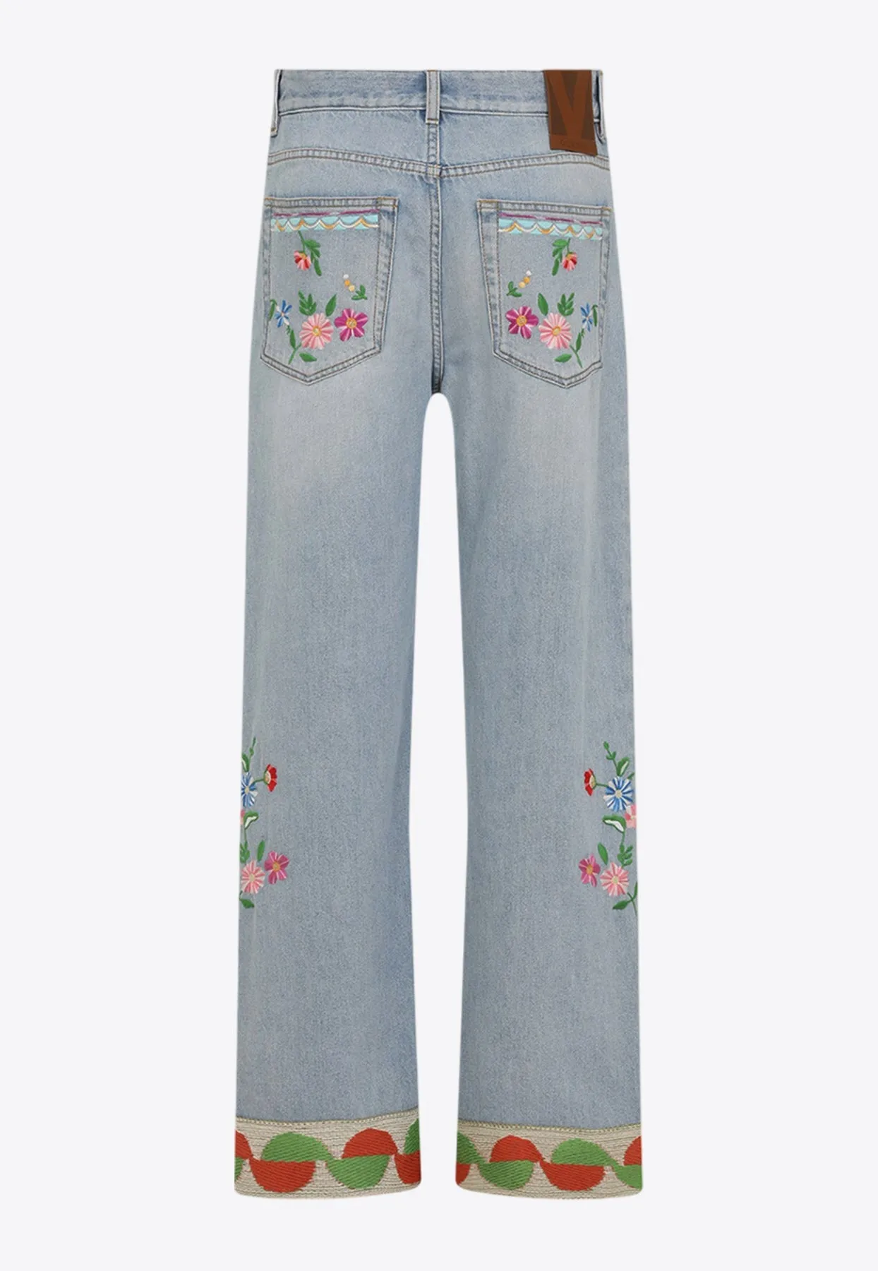 Embroidered Straight-Leg Jeans