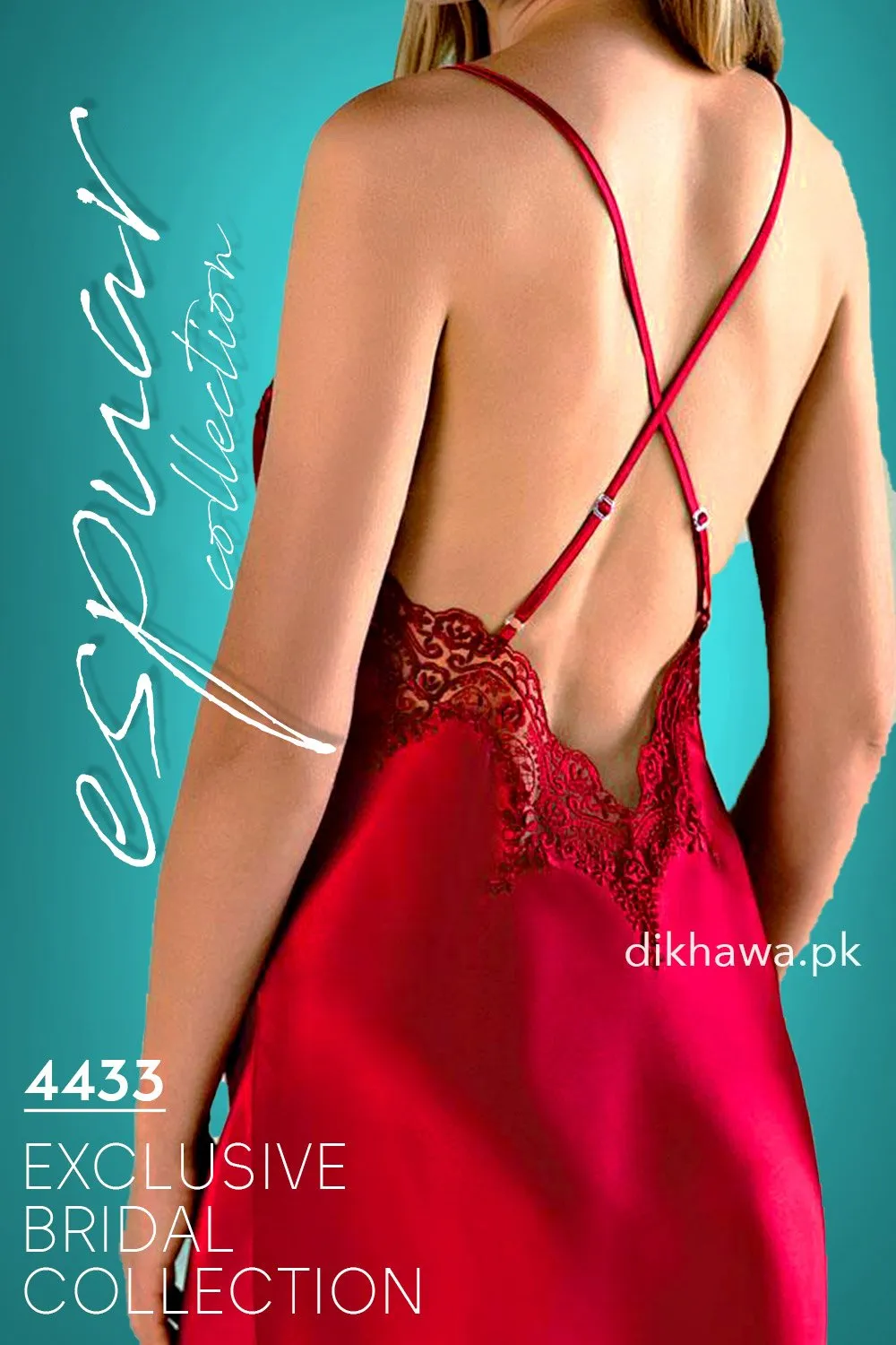 Espuar - Exclusive Bridal Wedding Honeymoon 2Pc Long Nighty Set with Robe Maroon 4433 - Turkish Brand