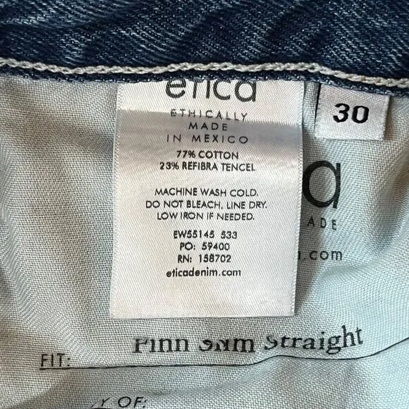 Etica Ethically Made Ripped Slim Straight Jeans 30