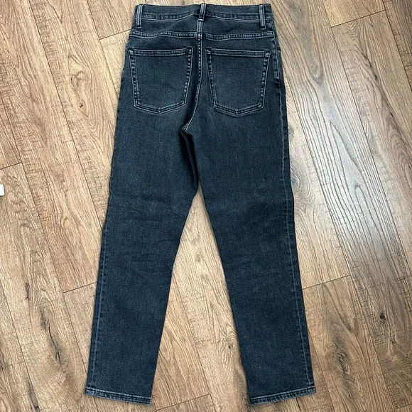Everlane The Cheeky Straight High Rise Jean Washed Black Womens 25 Crop