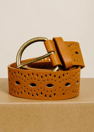 Eyelet Bohemian Belt - Camel