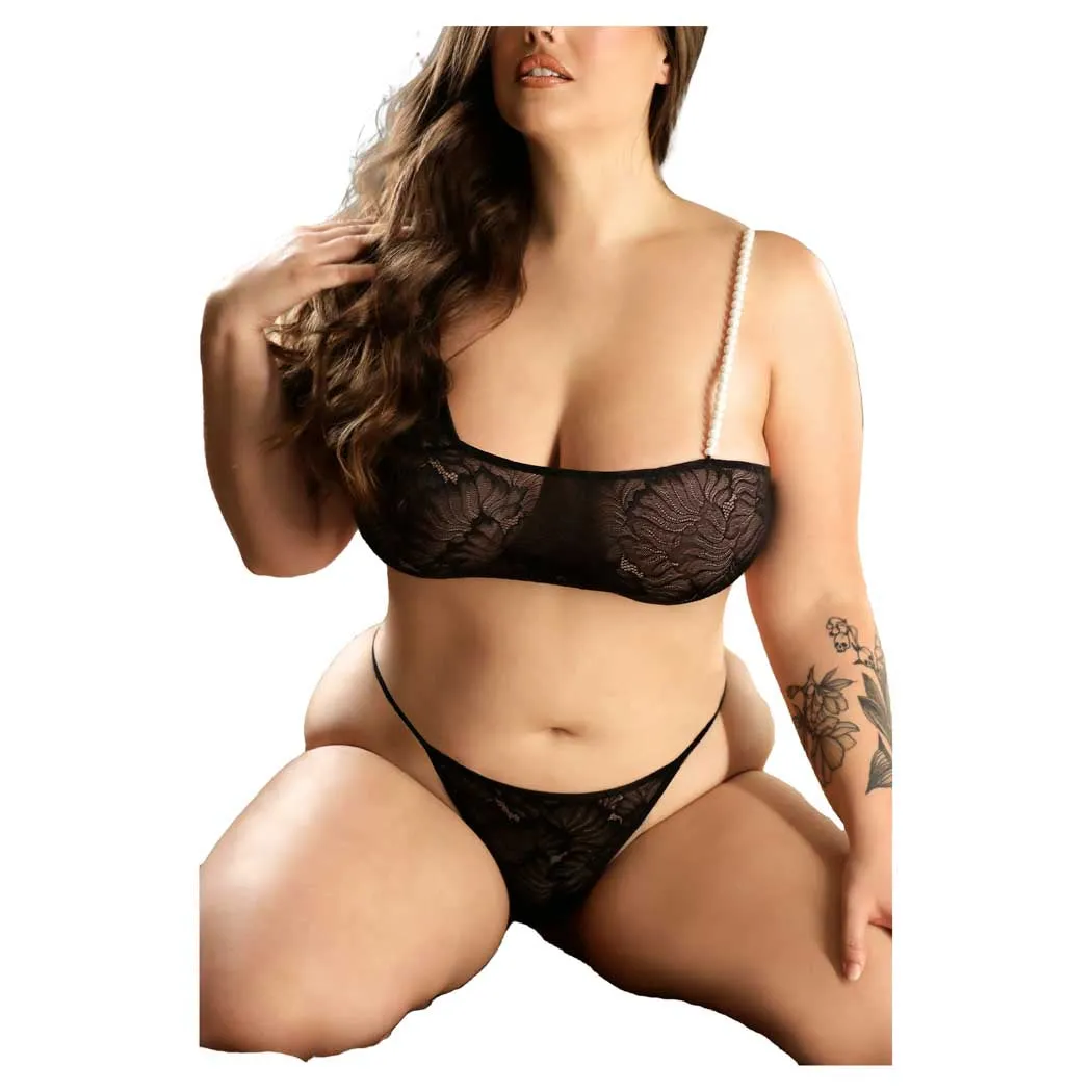 Fantasy Vixen Do Not Disturb Pearl Bralette & Crotchless Pearl Panty