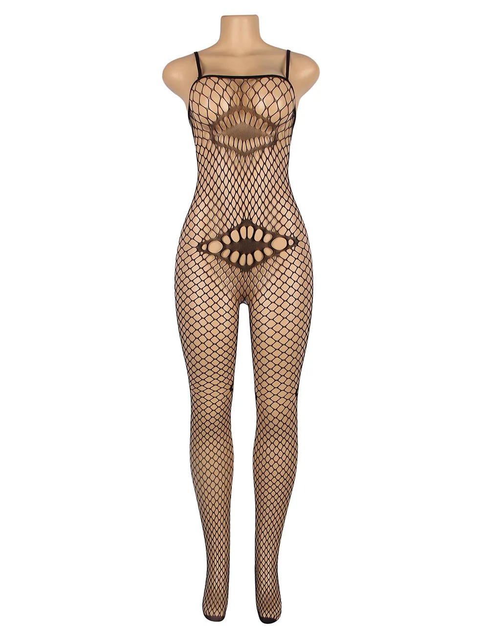 Farawlaya Black Sexy Sleeveless Fishnet Bodystocking