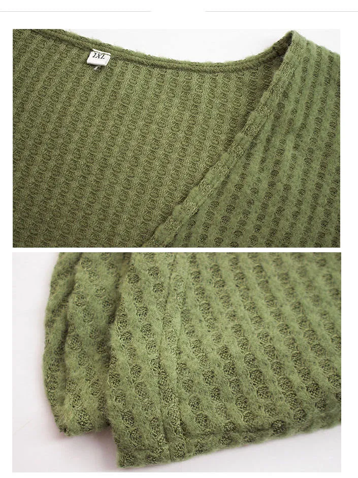 Fashion Large Size Women's Autumn and Winter Long-sleeved V-neck Knit Dress