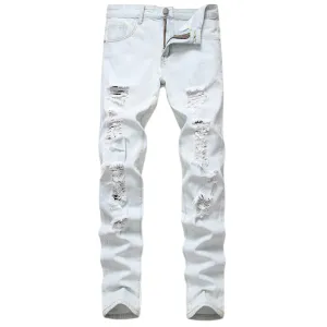 Fashion Mid Waisted Jeans Men's Ripped Jeans Denim Pants