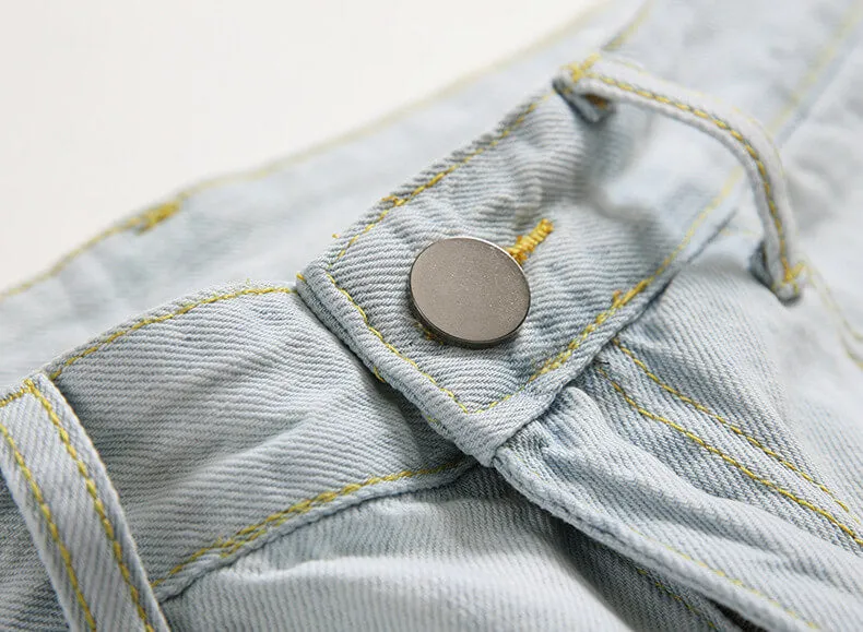 Fashion Mid Waisted Jeans Men's Ripped Jeans Denim Pants