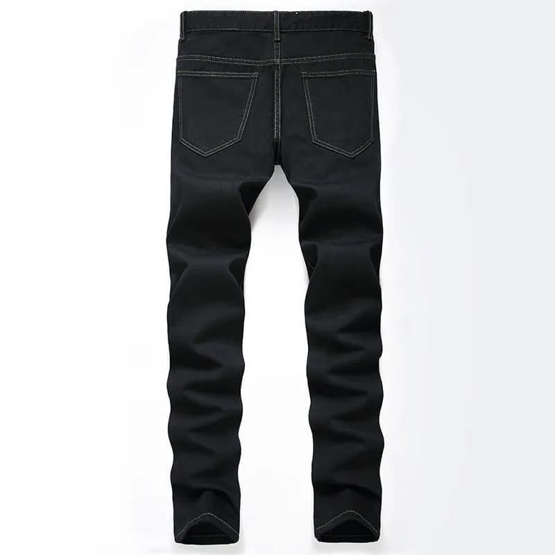 Fashion Mid Waisted Jeans Men's Ripped Jeans Denim Pants