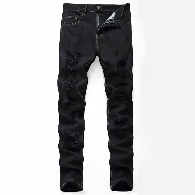 Fashion Mid Waisted Jeans Men's Ripped Jeans Denim Pants