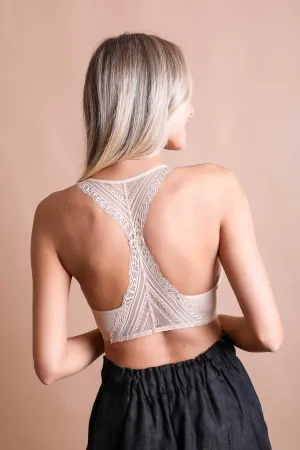 Festival lace back bralette in beige