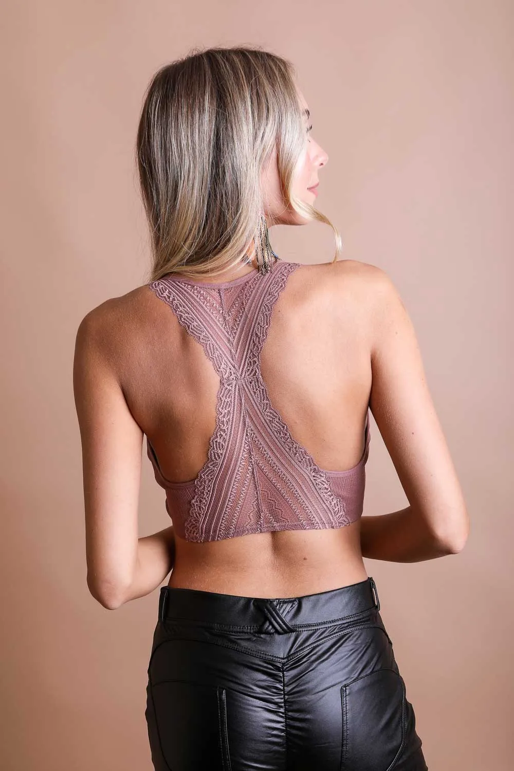 Festival lace back bralette in brick