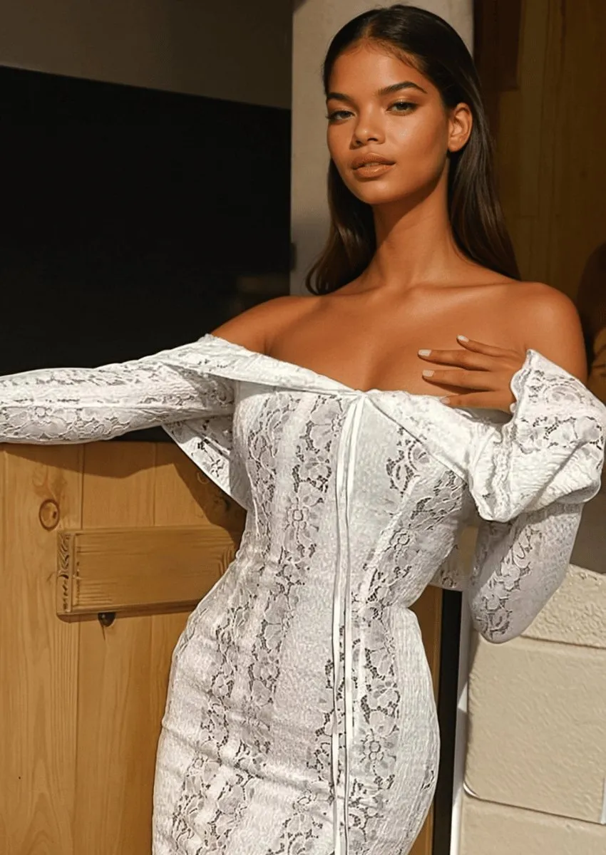 Floral Lace Off-Shoulder Maxi Dress