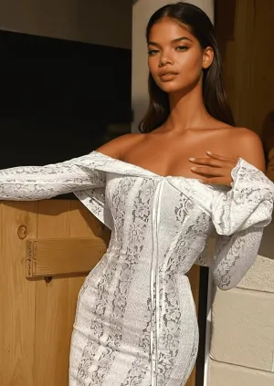 Floral Lace Off-Shoulder Maxi Dress