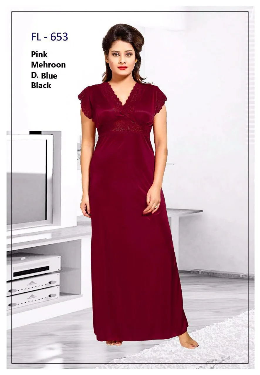 Flourish Nighty FL-653 - 1Pc Bridal Nighty - Long Nighty