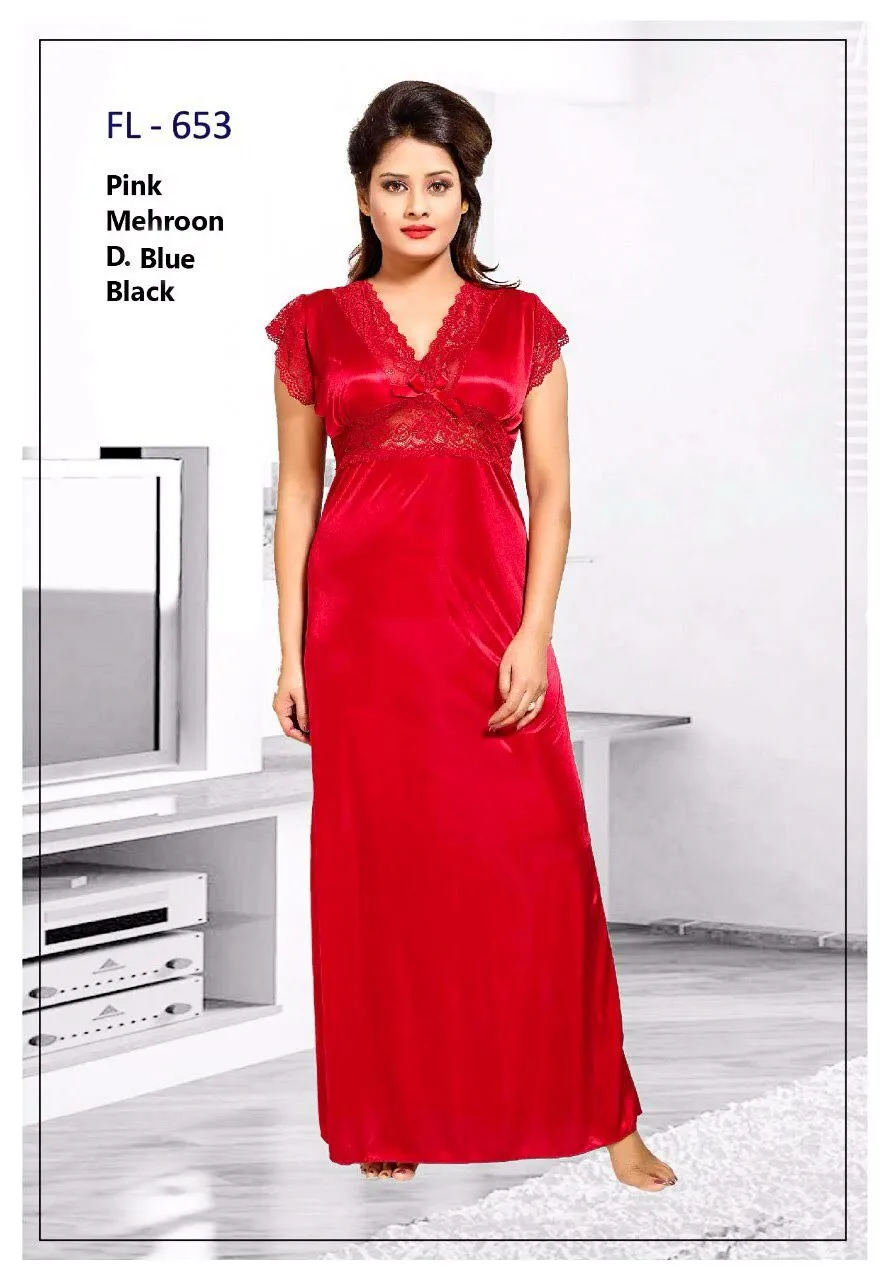 Flourish Nighty FL-653 - 1Pc Bridal Nighty - Long Nighty