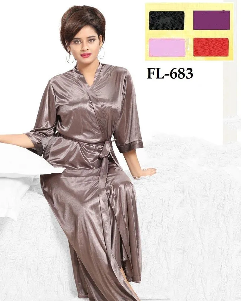 Flourish Nighty FL-683 - 2Pcs Bridal Nighty Set - Long Nighty