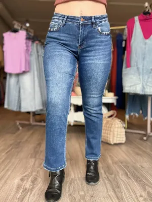Flying Monkey Mid Rise Straight Ankle Jeans