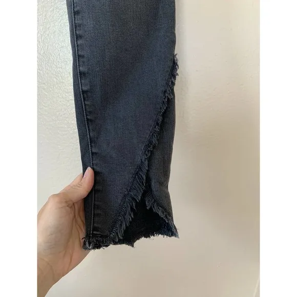 Frame Denim Le High Skinny Jeans Size 25 Gray Quinby Asymmetrical Frayed Hem 70s