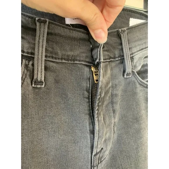 Frame Denim Le High Skinny Jeans Size 25 Gray Quinby Asymmetrical Frayed Hem 70s