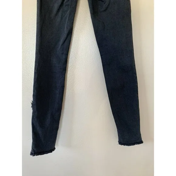 Frame Denim Le High Skinny Jeans Size 25 Gray Quinby Asymmetrical Frayed Hem 70s