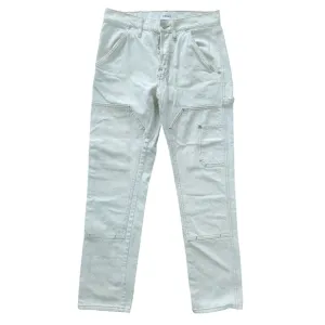 Frame Le Slouch Detailed Trim Straight Leg Jeans 26 Creamy White Denim Grunge